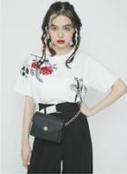 Oasap Vintage Floral Embroidery Loose Tee Shirt