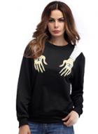 Oasap Fashion Hand Printed Pullover Sweatshirt