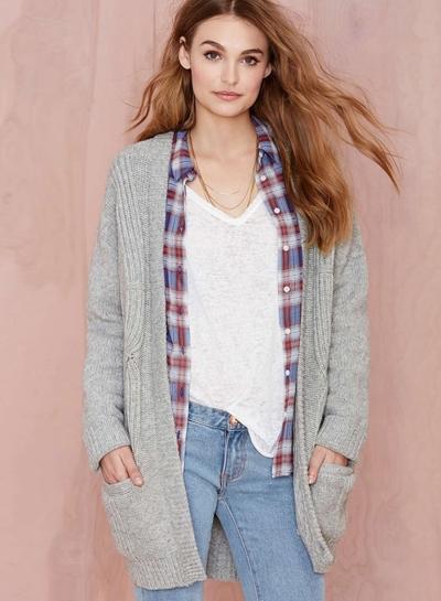 Oasap Casual Knit Long Sleeve Cardigan