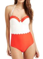 Oasap Women's Summer One Piece Halter Color Block Monokini Swimwear