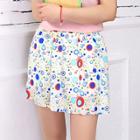 Oasap Elastic Waist Printed Chiffon Mini Skirt With Lining