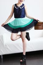Oasap Block Colored Pleated Mini Skirt
