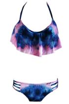 Oasap Women Multi Print Side Cut-out Halter Two Piece Swimsuit