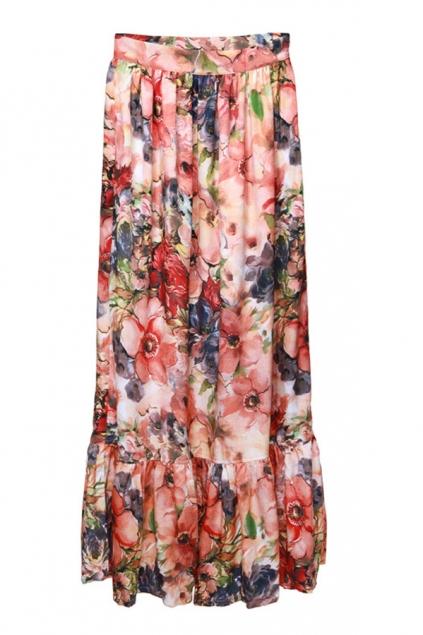 Oasap Long Chic Retro Floral Printing Skirt
