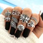 Oasap Fashion 8 Pieces Alloy Leaf Finger Rings Multiple Sets Of Rings