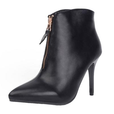 Oasap Pointed Toe Stiletto Heels Zipper Front Boots
