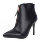 Oasap Pointed Toe Stiletto Heels Zipper Front Boots