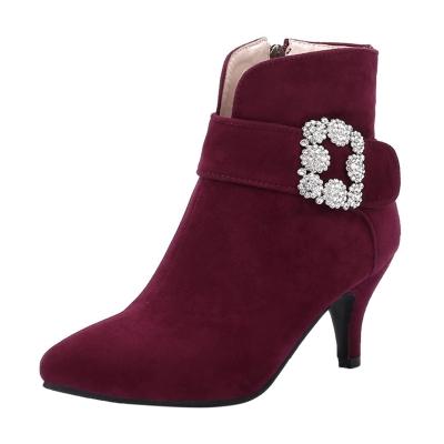 Oasap High Heels Rhinestone Side Zipper Boots