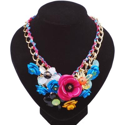 Oasap Vintage Floral Crystal Chain Necklace