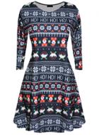 Oasap Christmas Floral Printed A-line Dress