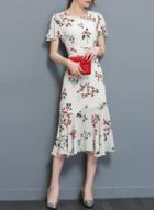 Oasap Short Ruffle Sleeve Floral Party Dress