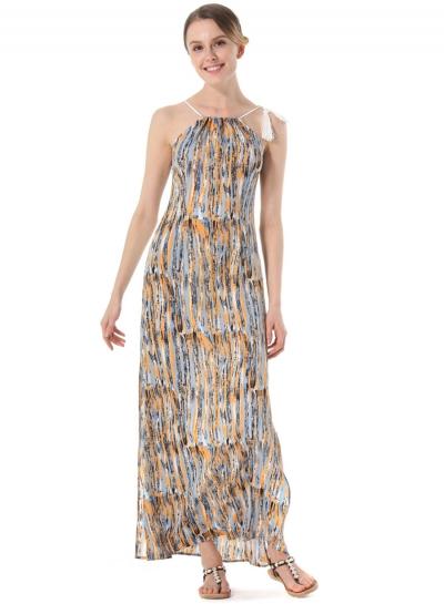 Oasap Spaghetti Strap Sleeveless Side Slit Maxi Dress