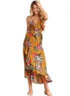 Oasap Floral Printed Midi Dress Mustard Ruffle Detail Tropical Floral Sundress