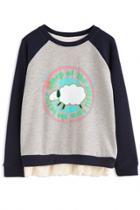 Oasap Sweet Navy Grey Paneled-hem Sweatshirt