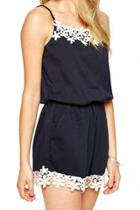 Oasap Fetching Halter Sleeveless Lace Rompers