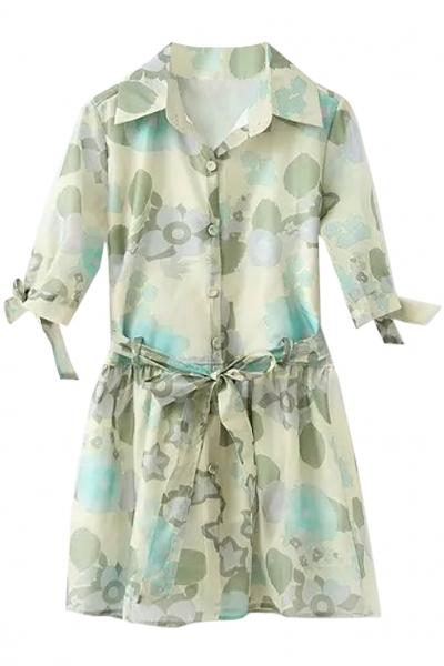 Oasap Pastel Floral Print Dressy Shirt