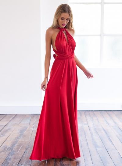 Oasap Fashion Multi-way Solid Maxi Evening Dress