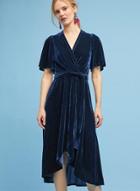 Oasap V Neck Short Sleeve Solid Color Velvet Irregular Dress