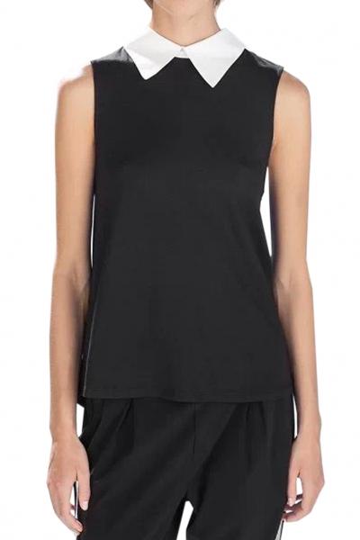Oasap Grace Back Split Black Blouse