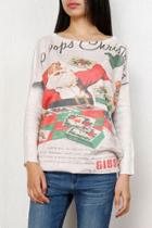 Oasap Heathered Santa Claus Pattern Ribbed Sweater