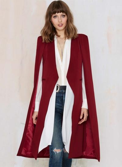 Oasap Open Front Slit Longline Cape Blazer