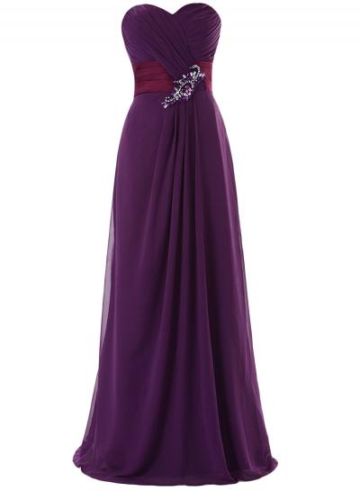 Oasap Strapless Long Chiffon Prom Dress With Beadings