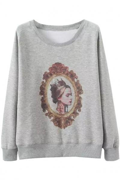 Oasap Classic Beauty Light Grey Sweatshirt