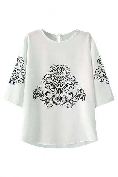 Oasap Vintage Floral Pattern Chiffon Blouse