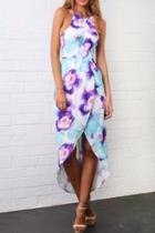 Oasap Floral Halter Neckline Asymmetrical Beach Dress