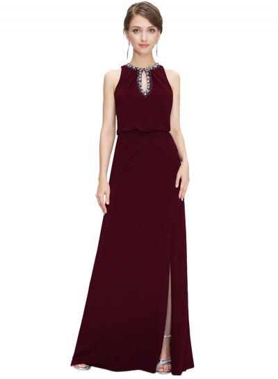 Oasap Women's Elegant Rhinestone Cut-out Front Side Slit Dress
