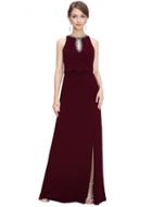Oasap Women's Elegant Rhinestone Cut-out Front Side Slit Dress