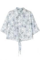 Oasap Fresh Floral Print Basic Cropped Shirt