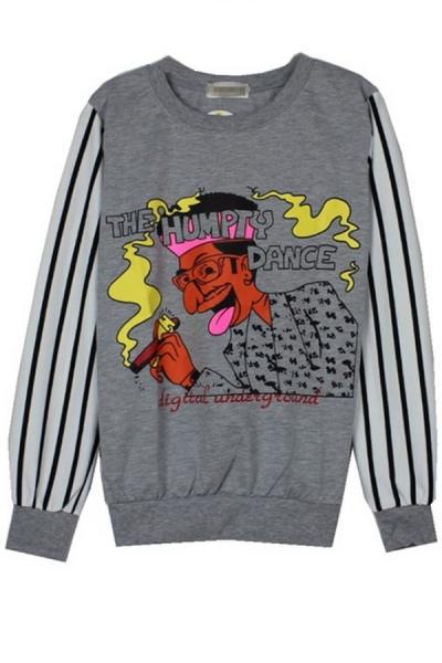 Oasap Striped Cartoon Sweatshirt