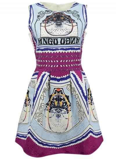 Oasap Women's Vintage Round Neck A-line Dress