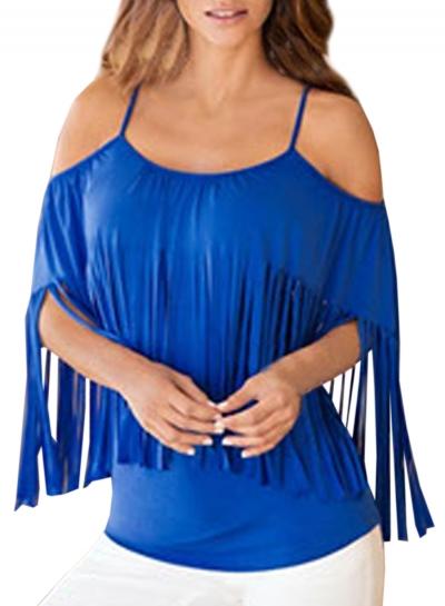 Oasap Women's Chic Spaghetti Strap Tasseled Slim Fit Top