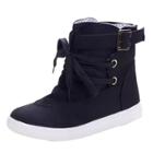 Oasap Buckle Strap Round Toe Lace Up Flat Boots