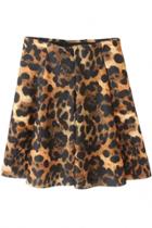 Oasap Sweet Pleated Leopard A-line Skirt