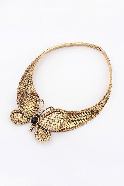 Oasap Butterfly Pattern Metal Necklace