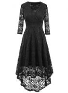 Oasap V Neck Long Sleeve Lace Midi Dress