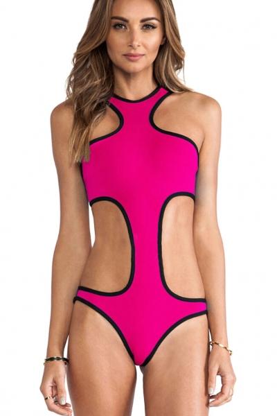 Oasap Hot Summer Fashion Racer Style Rosy One-piece Swimwear