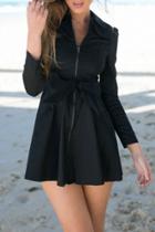 Oasap Elegant Zip Front Bow Waist Coat