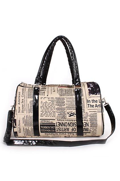 Oasap Oversized Design Newspaper Print Shoulder Bag