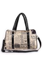 Oasap Oversized Design Newspaper Print Shoulder Bag