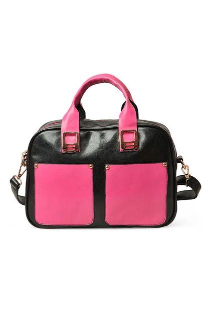 Oasap Contrast Color Double Handle Shoulder Bag