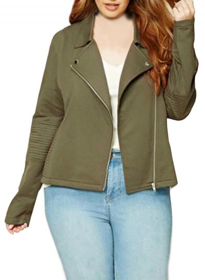 Oasap Women's Oversized Lapel Zip Front Motorcycle Jacket