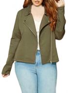 Oasap Women's Oversized Lapel Zip Front Motorcycle Jacket