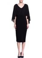 Oasap Women's Elegant V Neck Cape Style Slim Fit Midi Dress