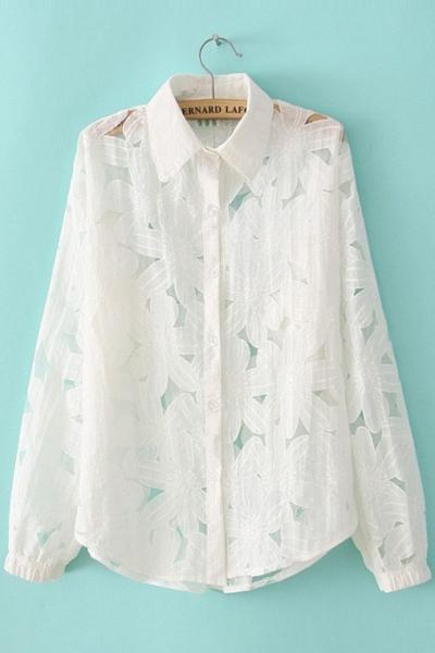 Oasap Floral Silhouette Button Down Shirt