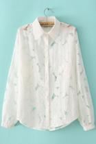 Oasap Floral Silhouette Button Down Shirt