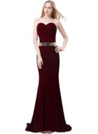 Oasap Women's Elegant Strapless Velvet Metal Belted Prom Dress